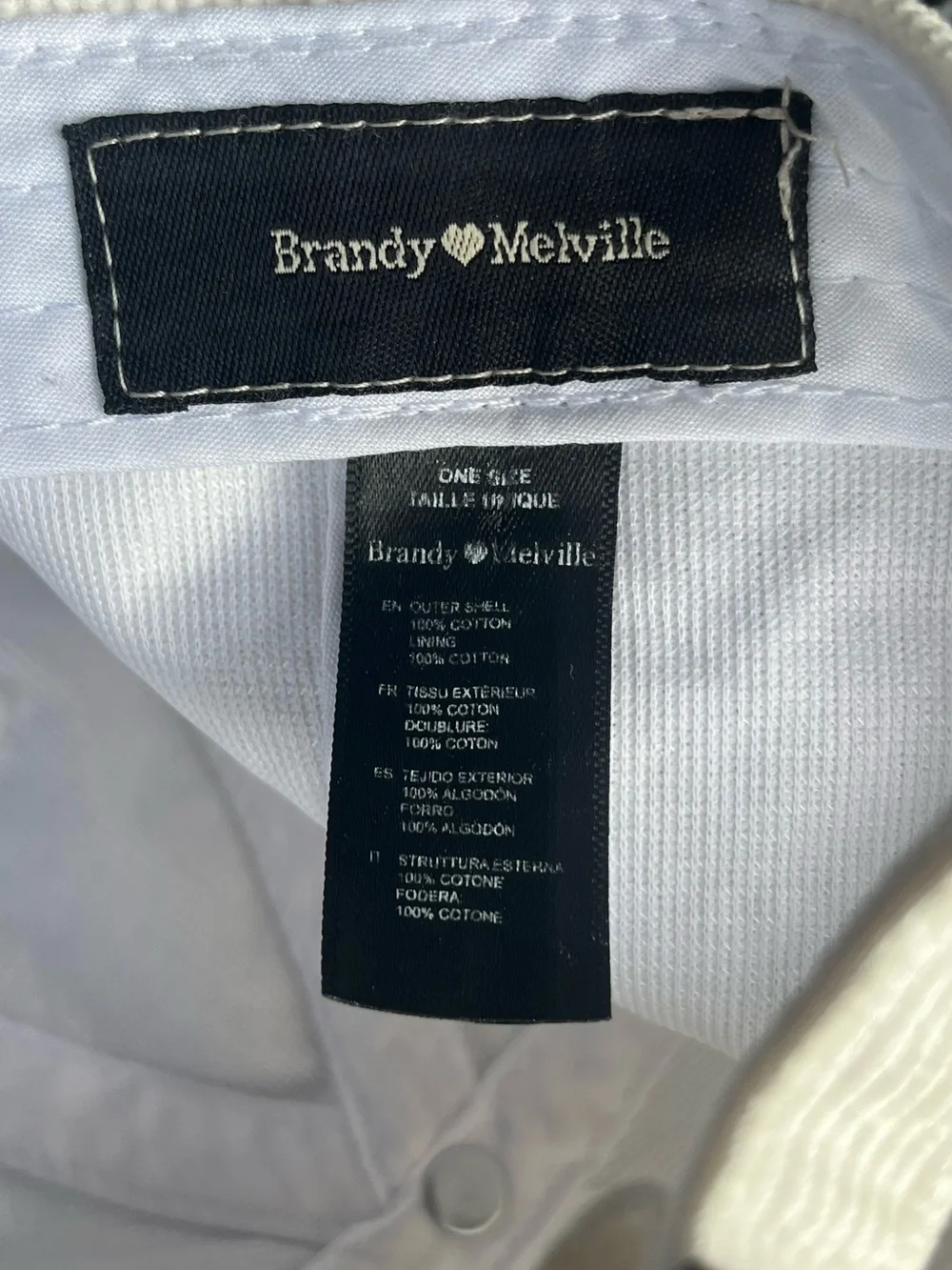 Brandy Melville East Hampton NY White Corduroy Baseball Hat